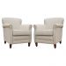 Kit 02 Poltronas Decorativas Sala de Estar Brunei Pés Madeira Couro Off White G58 - Gran Belo