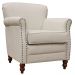 Kit 02 Poltronas Decorativas Sala de Estar Brunei Pés Madeira Couro Off White G58 - Gran Belo