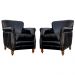 Kit 02 Poltronas Decorativas Sala de Estar Brunei Pés Madeira Couro Preto G58 - Gran Belo
