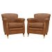 Kit 02 Poltronas Decorativas Sala de Estar Brunei Pés Príncipe Couro Mel G58 - Gran Belo