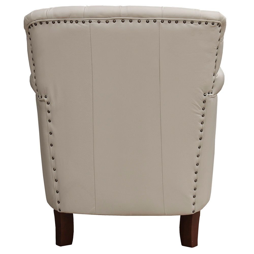 Kit 02 Poltronas Decorativas Sala de Estar Brunei Pés Príncipe Couro Off White G58 - Gran Belo