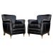 Kit 02 Poltronas Decorativas Sala de Estar Brunei Pés Príncipe Couro Preto G58 - Gran Belo