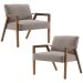Kit 02 Poltronas Decorativas Sala de Estar Dux com Detalhe em PU Sintético Marrom G66 - Gran Belo