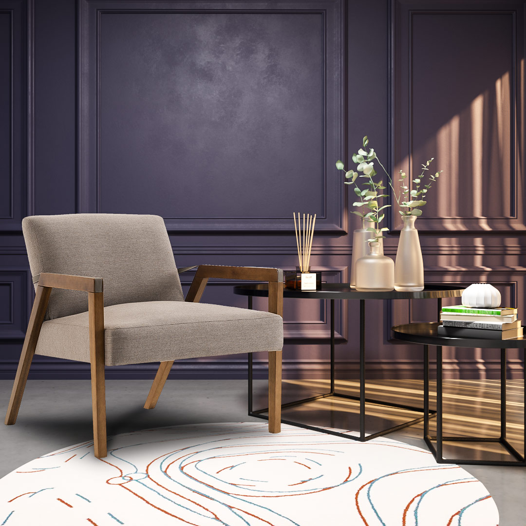 Kit 02 Poltronas Decorativas Sala de Estar Dux com Detalhe em PU Sintético Marrom G66 - Gran Belo