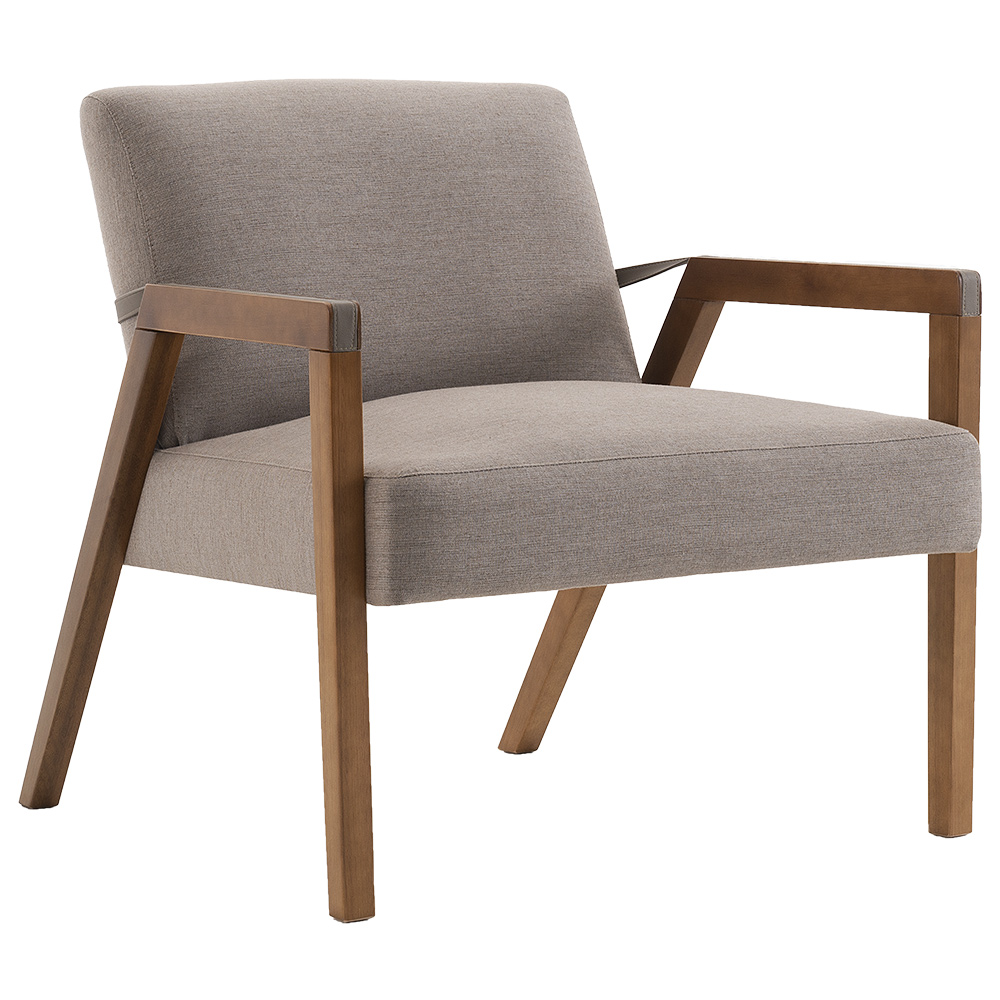Kit 02 Poltronas Decorativas Sala de Estar Dux com Detalhe em PU Sintético Marrom G66 - Gran Belo