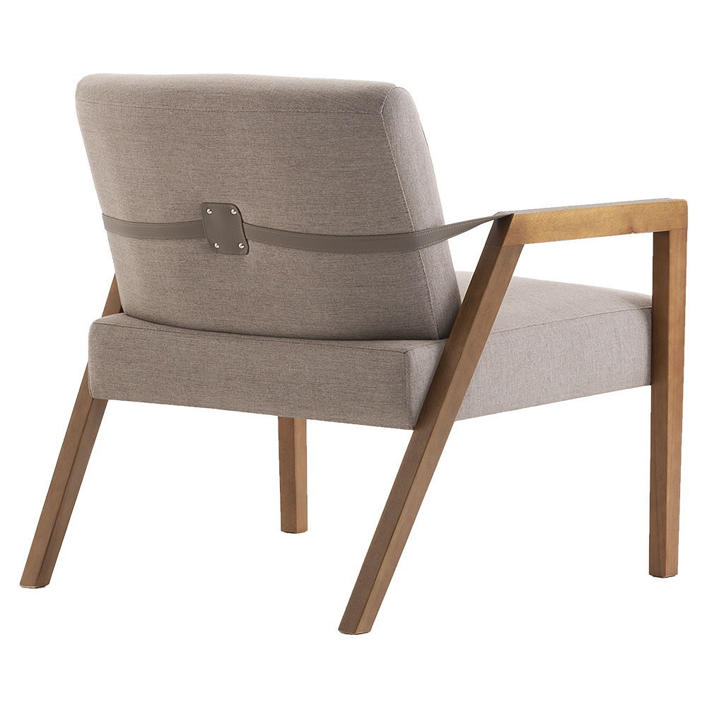 Kit 02 Poltronas Decorativas Sala de Estar Dux com Detalhe em PU Sintético Marrom G66 - Gran Belo