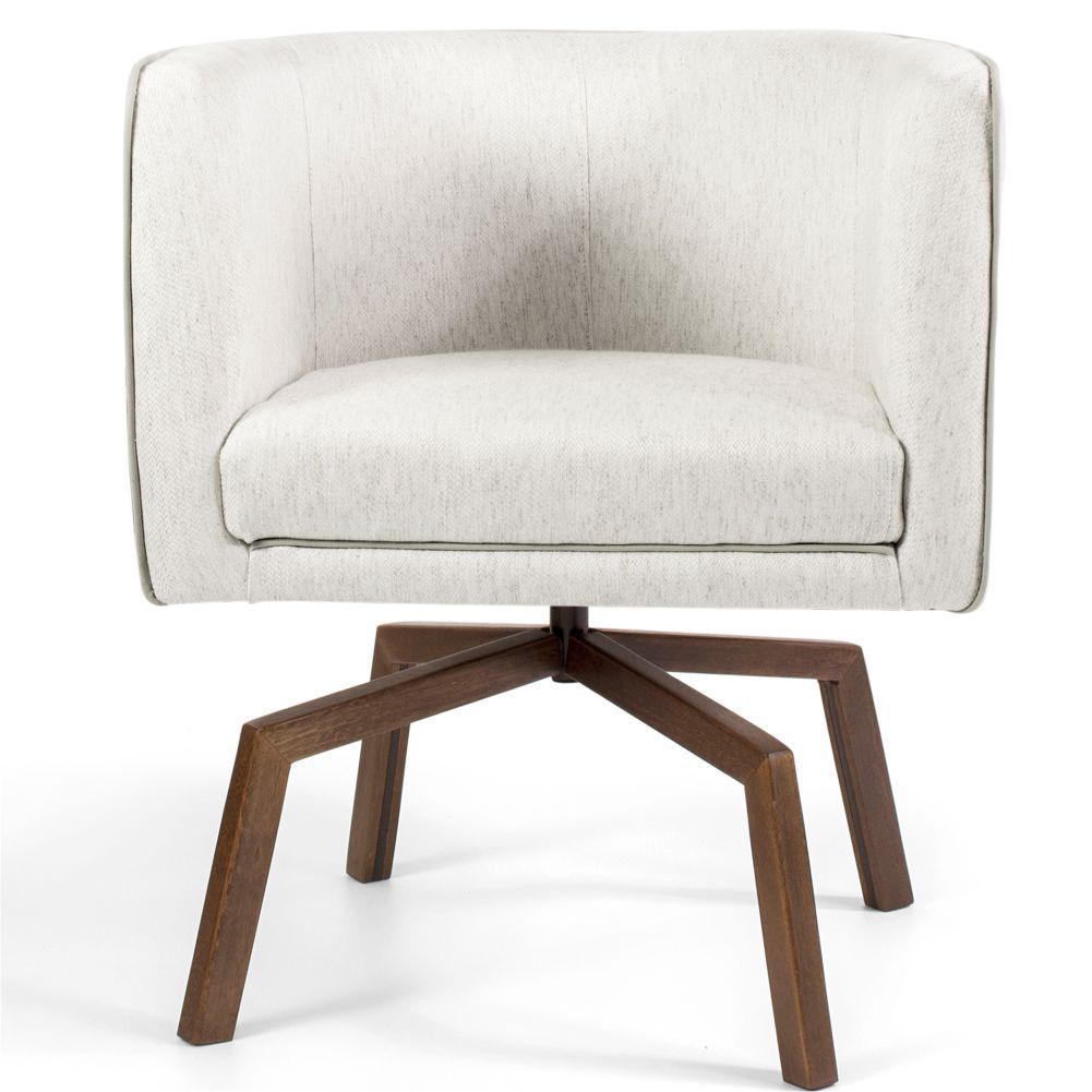 Kit 02 Poltronas Decorativas Sala de Estar Giratória Ka Nix Linho Creme - Gran Belo