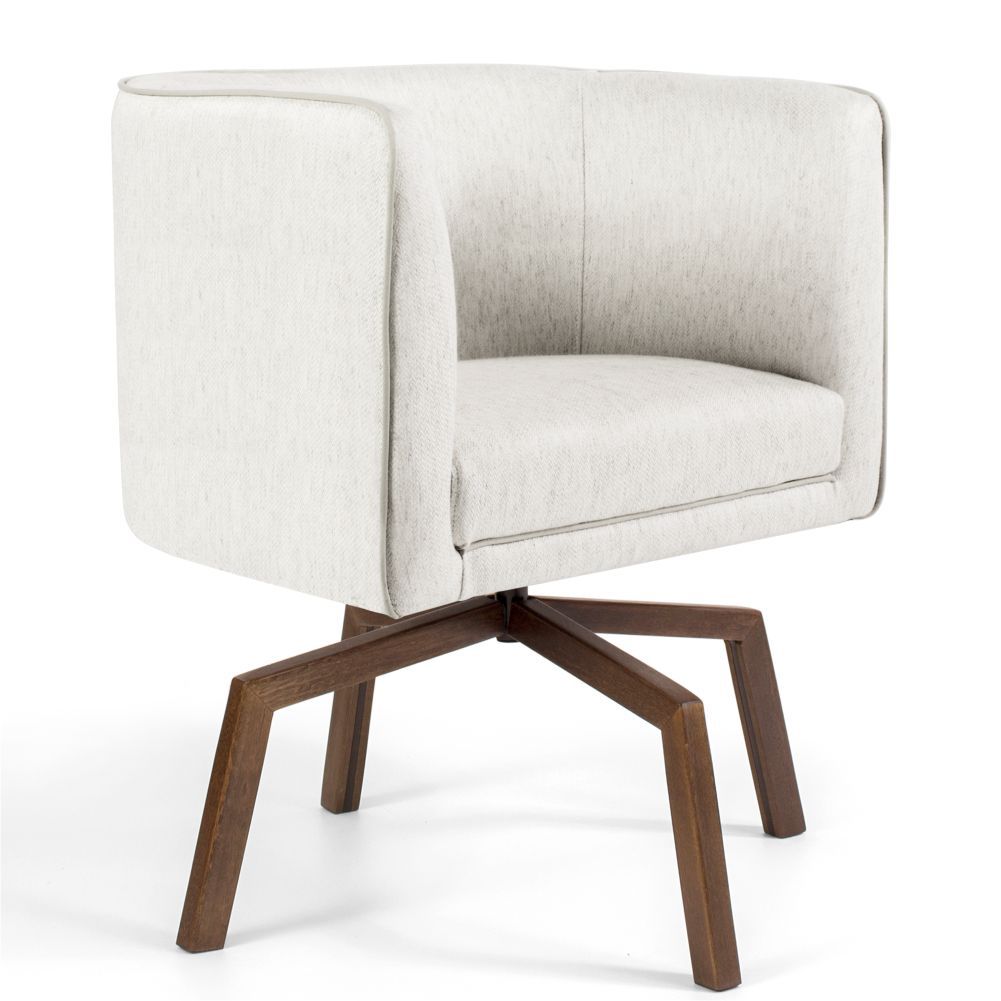 Kit 02 Poltronas Decorativas Sala de Estar Giratória Ka Nix Linho Creme - Gran Belo