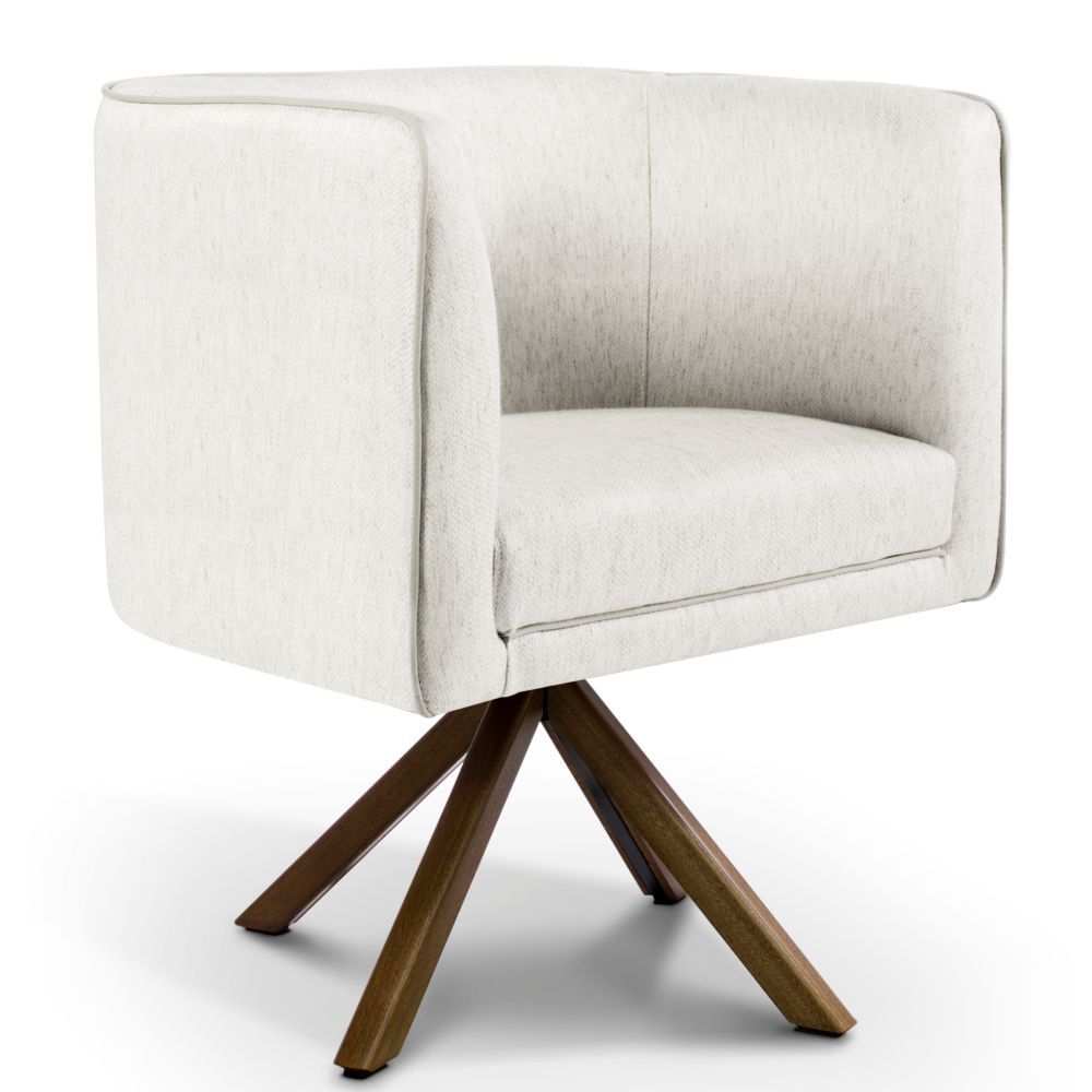 Kit 02 Poltronas Decorativas Sala de Estar Giratória Nix Linho Creme - Gran Belo