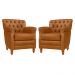 Kit 02 Poltronas Decorativas Sala de Estar Níger Pés Madeira Couro Mel G58 - Gran Belo