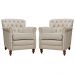 Kit 02 Poltronas Decorativas Sala de Estar Níger Pés Madeira Couro Off White - Gran Belo
