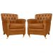 Kit 02 Poltronas Decorativas Sala de Estar Níger Pés Príncipe Couro Mel G58 - Gran Belo