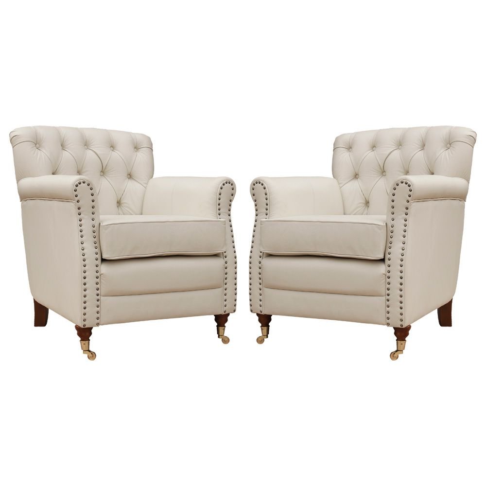 Kit 02 Poltronas Decorativas Sala de Estar Níger Pés Príncipe Off White G58 - Gran Belo