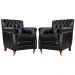 Kit 02 Poltronas Decorativas Sala de Estar Níger Pés Príncipe Preto Couro G58 - Gran Belo