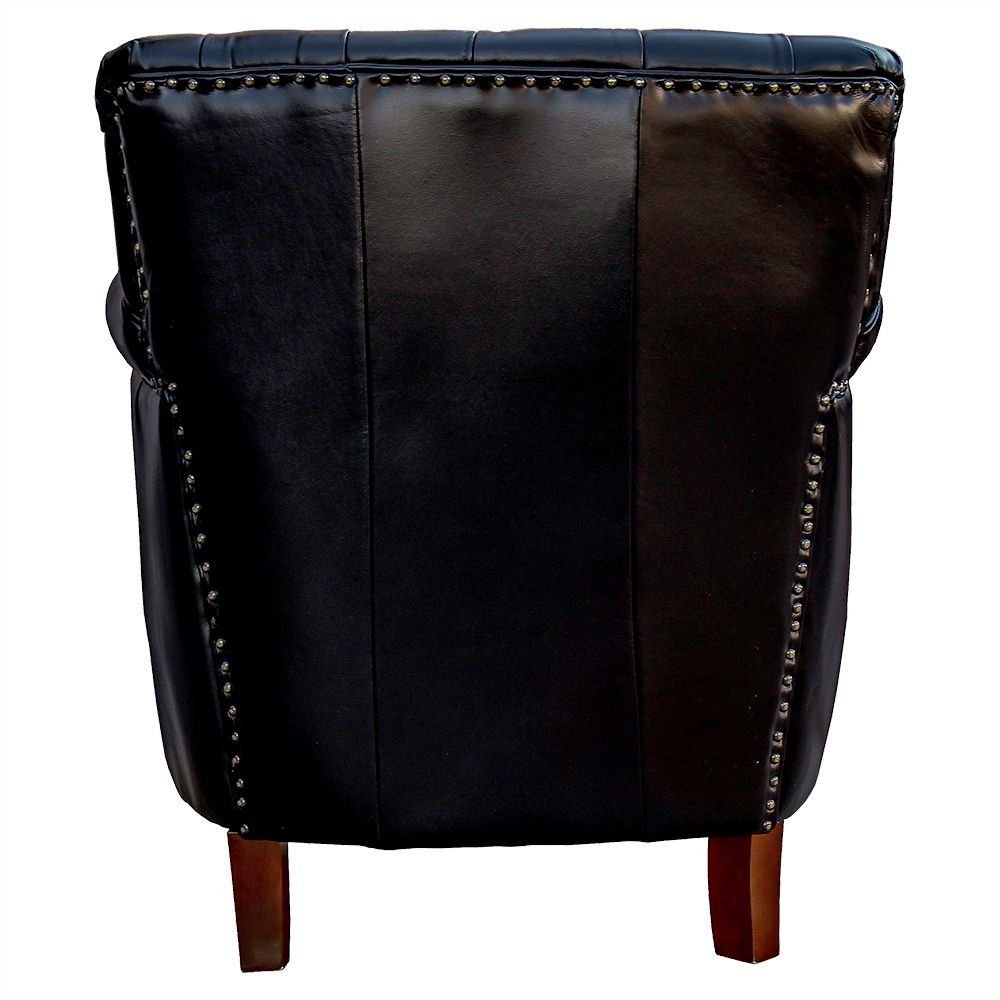 Kit 02 Poltronas Decorativas Sala de Estar Níger Pés Príncipe Preto Couro G58 - Gran Belo