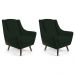 Kit 02 Poltronas Decorativas Sala de Estar Pés de Madeira Naomi Veludo Verde Musgo G15 - Gran Belo