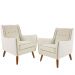 Kit 02 Poltronas Decorativas Sala de Estar Pés de Madeira Teresa Algodão Bege G15 - Gran Belo