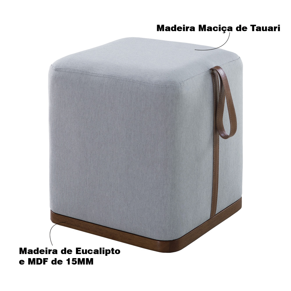 Kit 02 Puff Decorativo Sala de Estar Nurse Cinza Claro G55 - Gran Belo