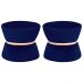 Kit 02 Puffs Decorativo Sala de Estar 45cm Dhaka Veludo Azul Bic G15 - Gran Belo