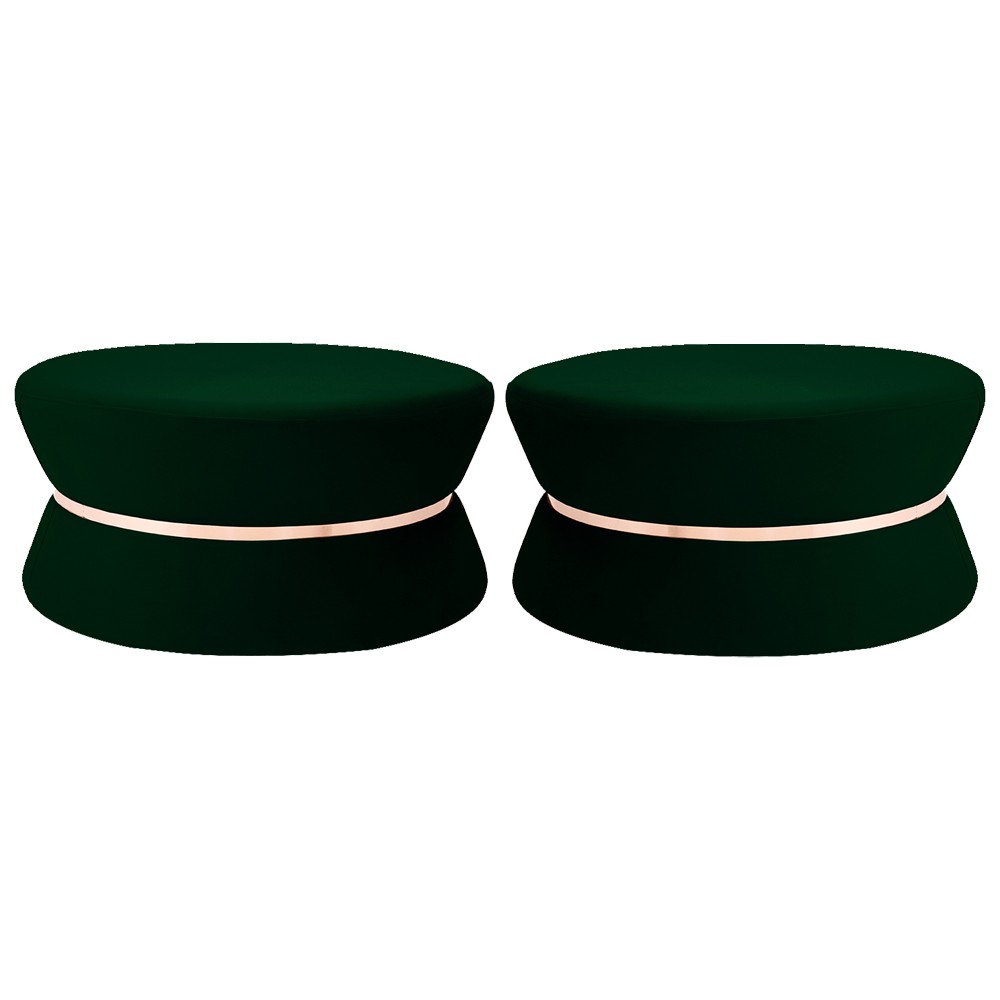 Kit 02 Puffs Decorativo Sala de Estar 95cm Dhaka Veludo Verde G15 - Gran Belo