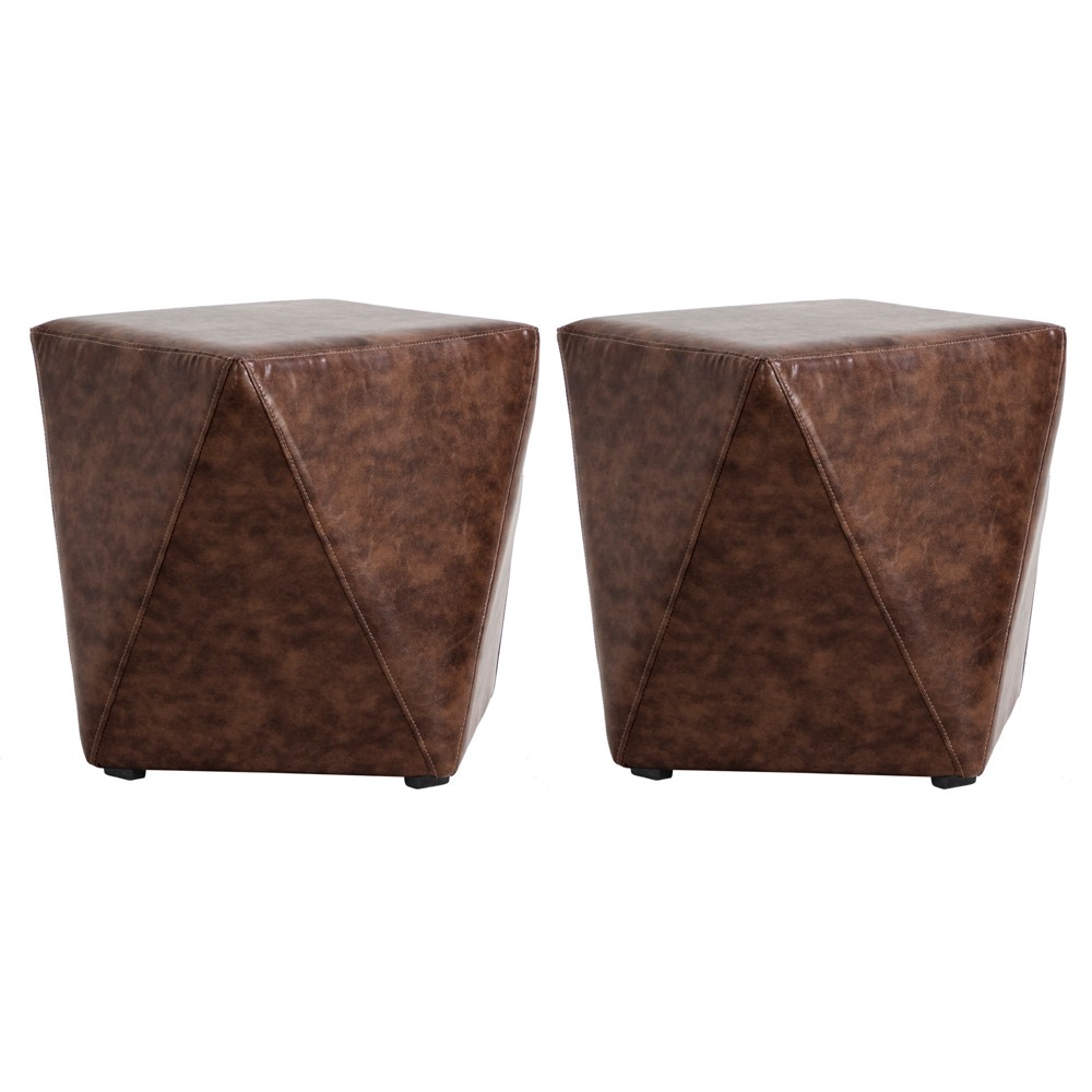 Kit 02 Puffs Decorativo Sala de Estar Blois Pvc Marrom G15 - Gran Belo