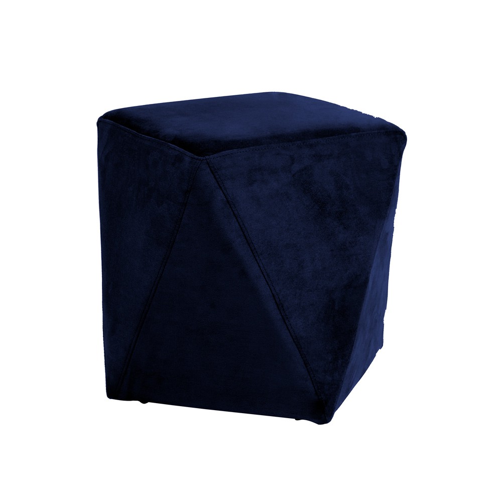 Kit 02 Puffs Decorativo Sala de Estar Blois Veludo Azul Marinho G15 - Gran Belo