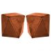 Kit 02 Puffs Decorativo Sala de Estar Blois Veludo Telha G15 - Gran Belo
