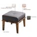Kit 02 Puffs Decorativos 45cm Martínez Linho Pés Madeira Cinza/Natural G62 - Gran Belo