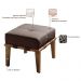 Kit 02 Puffs Decorativos 45cm Martínez Linho Pés Madeira Marrom/Natural G62 - Gran Belo