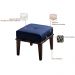 Kit 02 Puffs Decorativos 45cm Martínez Veludo Pés Madeira Azul/Imbúia G62 - Gran Belo
