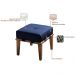 Kit 02 Puffs Decorativos 45cm Martínez Veludo Pés Madeira Azul/Mel G62 - Gran Belo