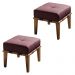Kit 02 Puffs Decorativos 45cm Martínez Veludo Pés Madeira Rosa/Mel G62 - Gran Belo
