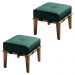 Kit 02 Puffs Decorativos 45cm Martínez Veludo Pés Madeira Verde/Mel G62 - Gran Belo