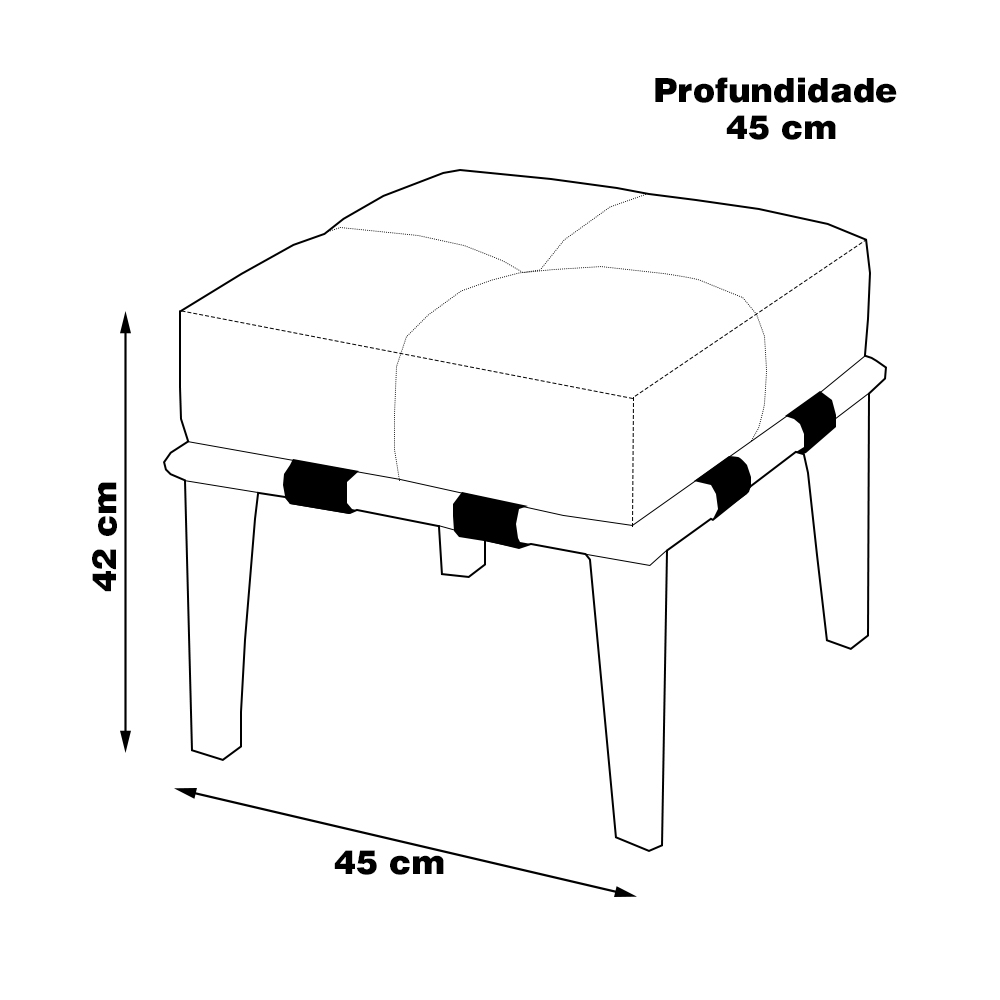 Kit 02 Puffs Decorativos 45cm Martínez Veludo Pés Madeira Verde/Mel G62 - Gran Belo