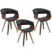 Kit 03 Cadeiras Giratórias Decorativa para Sala de Jantar Ohana PU Preto G56 - Gran Belo