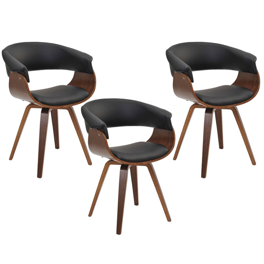 Kit 03 Cadeiras Giratórias Decorativa para Sala de Jantar Ohana PU Preto G56 - Gran Belo