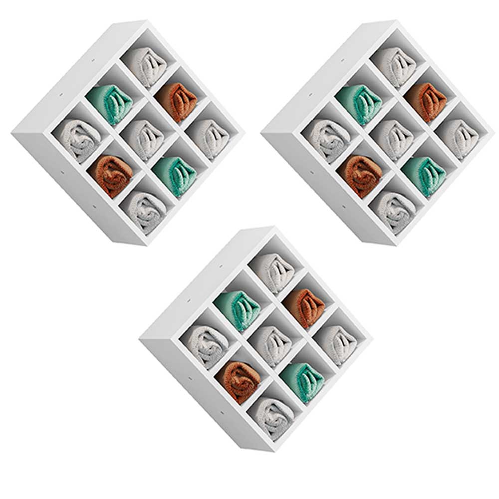 Kit 03 Nichos Porta Toalhas 09 Lugares 40x40cm Branco G01 - Gran Belo