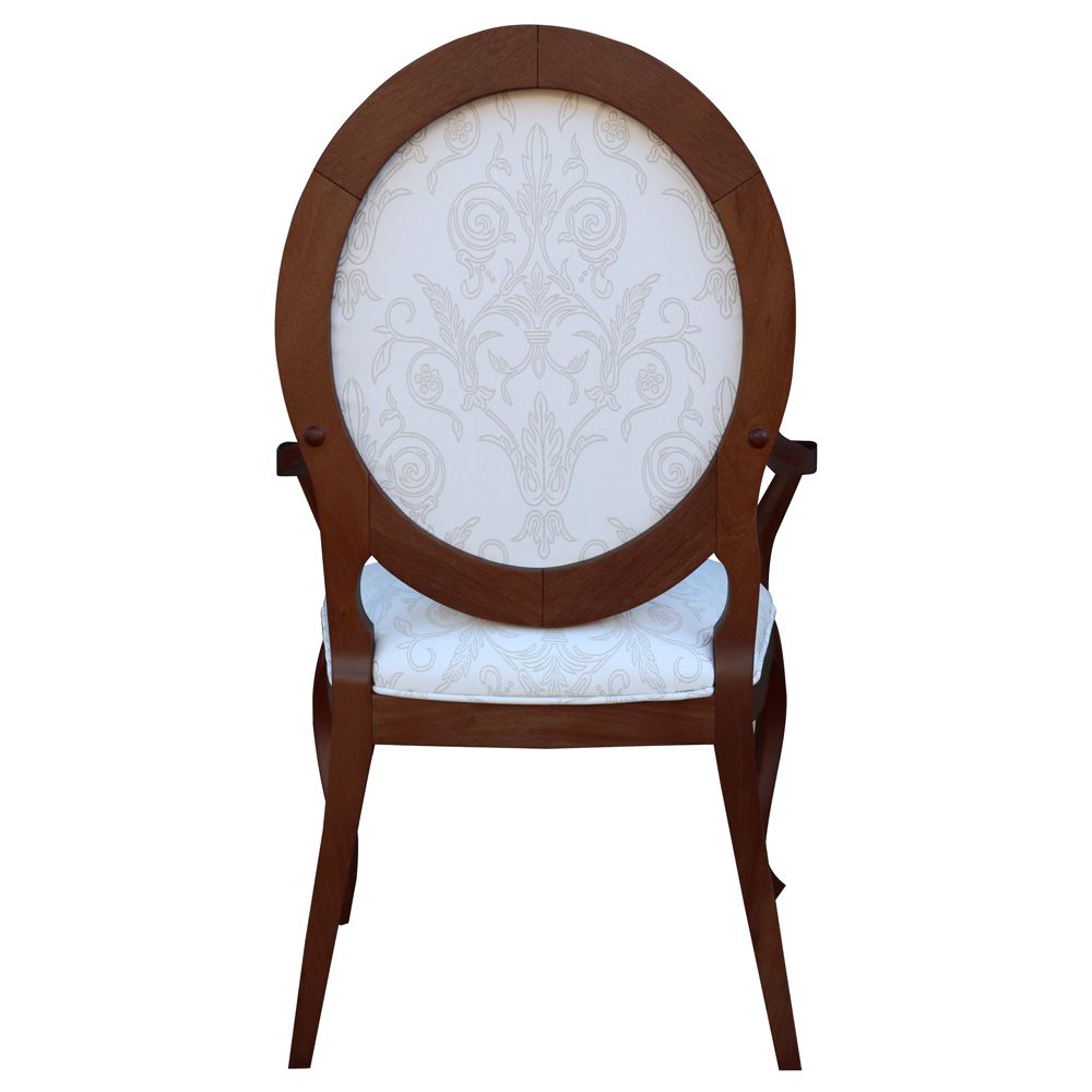 Kit 03 Poltronas Decorativas Sala de Estar Base Madeira Maciça Adrie Sarja Bege/Imbuia G36 - Gran Belo