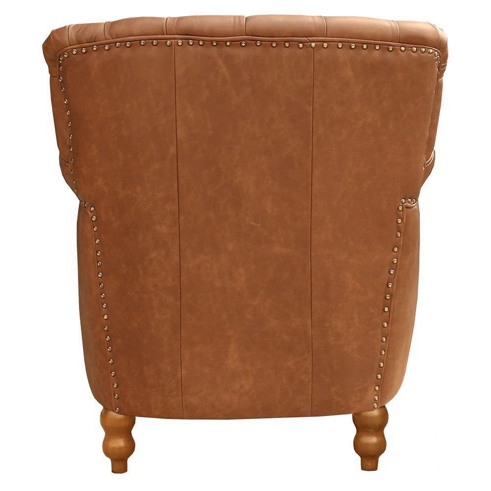 Kit 03 Poltronas Decorativas Sala de Estar Brunei Pés Madeira Couro Mel - Gran Belo