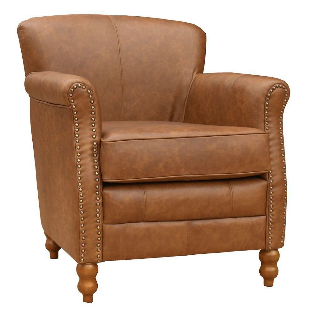 Kit 03 Poltronas Decorativas Sala de Estar Brunei Pés Madeira Couro Mel - Gran Belo
