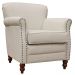 Kit 03 Poltronas Decorativas Sala de Estar Brunei Pés Madeira Couro Off White G58 - Gran Belo