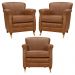 Kit 03 Poltronas Decorativas Sala de Estar Brunei Pés Príncipe Couro Mel G58 - Gran Belo