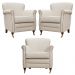 Kit 03 Poltronas Decorativas Sala de Estar Brunei Pés Príncipe Couro Off White G58 - Gran Belo