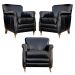 Kit 03 Poltronas Decorativas Sala de Estar Brunei Pés Príncipe Couro Preto G58 - Gran Belo