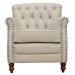 Kit 03 Poltronas Decorativas Sala de Estar Níger Pés Madeira Couro Off White G58 - Gran Belo