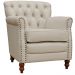 Kit 03 Poltronas Decorativas Sala de Estar Níger Pés Madeira Couro Off White G58 - Gran Belo