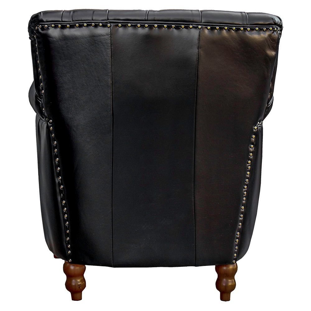 Kit 03 Poltronas Decorativas Sala de Estar Níger Pés Madeira Couro Preto G58 - Gran Belo