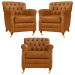 Kit 03 Poltronas Decorativas Sala de Estar Níger Pés Príncipe Couro Mel G58 - Gran Belo