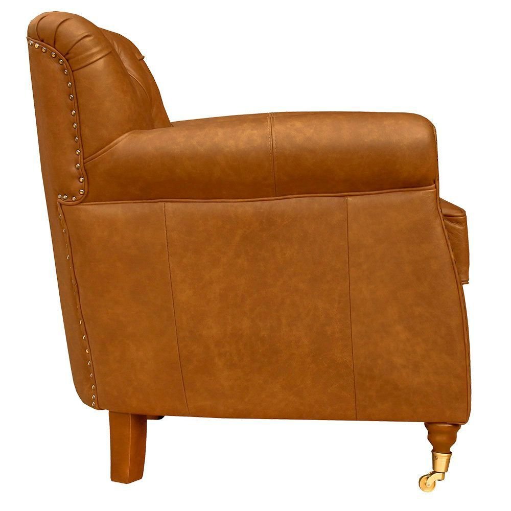 Kit 03 Poltronas Decorativas Sala de Estar Níger Pés Príncipe Couro Mel G58 - Gran Belo