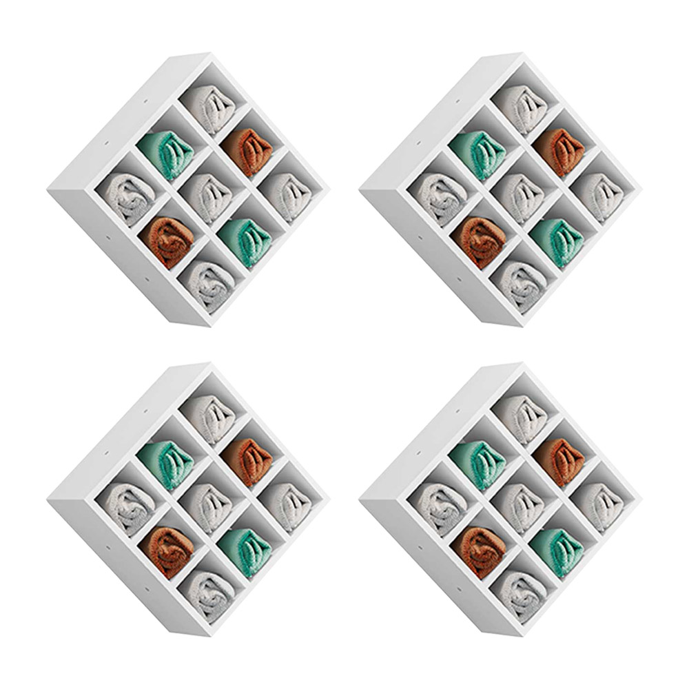 Kit 04 Nichos Porta Toalhas 09 Lugares 40x40cm Branco G01 - Gran Belo